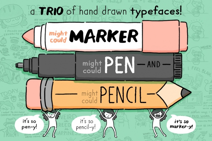 Might Could Drawing Tools Trio Font Download