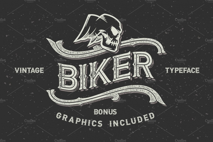 Biker font set + graphics Font Download